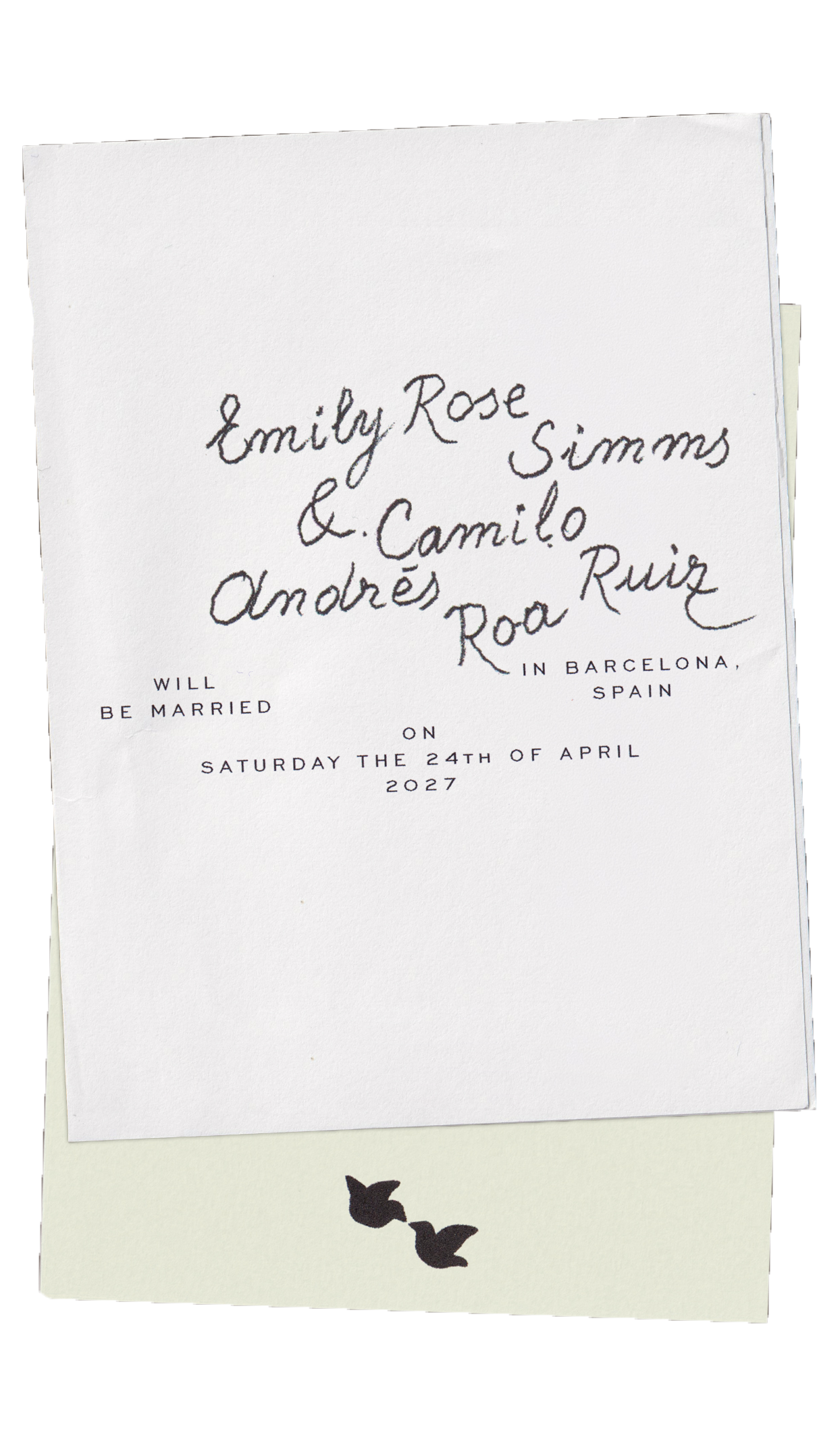 Invitación de boda de Emily y Camilo